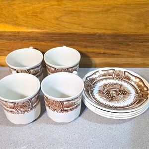 J&G Meakin Style House Americana Ironstone Coffee Mug White/Brown England